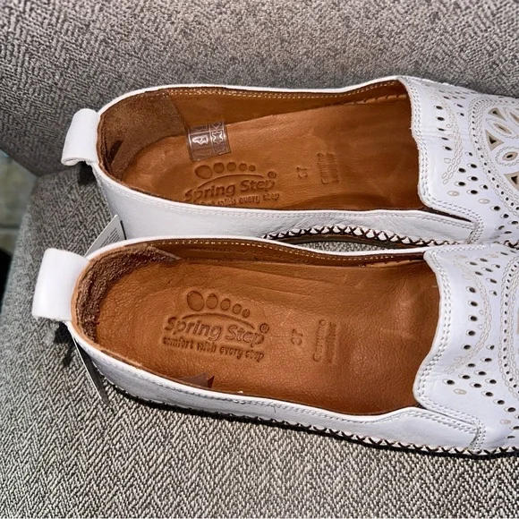Spring Step Ingrid Soft Leather Slip On Loafer White Women Size 6.5 EU 37 NIB - Picture 5 of 13
